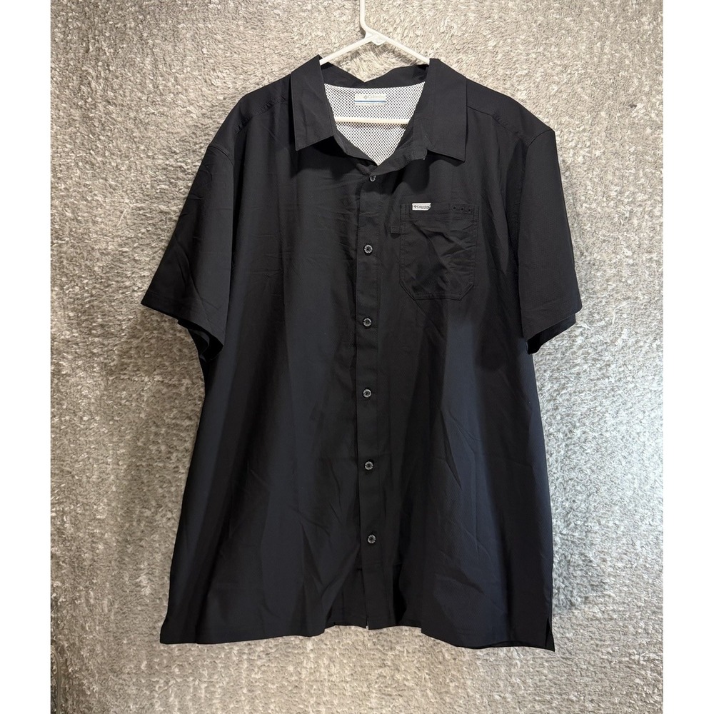 Columbia PFG Performance XXL Black Shirt Button Up Omni Shade Outdoor Vented